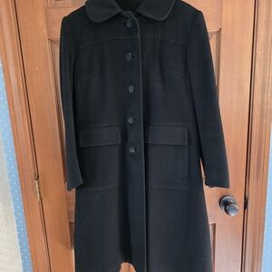 Classic Women's Black Wool Coat - Timeless Button Front